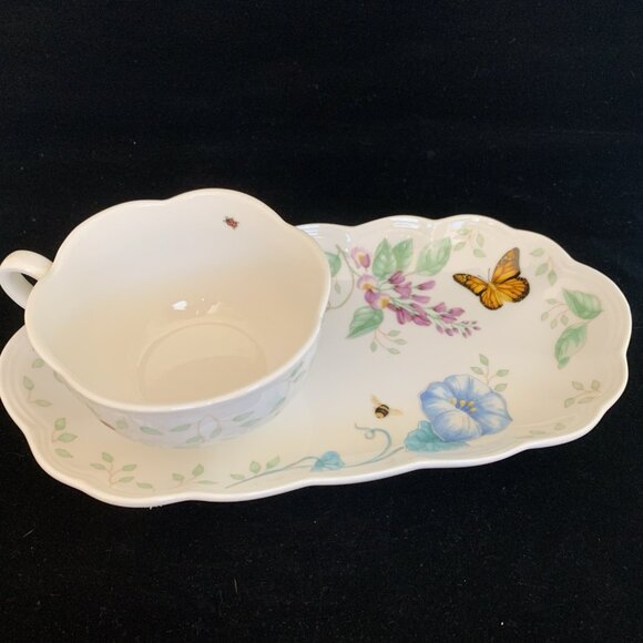 Lenox Butterfly Meadow 2 Pc Soup Mug & Sandwich Tray Set Porcelain Dishware - Picture 3 of 14